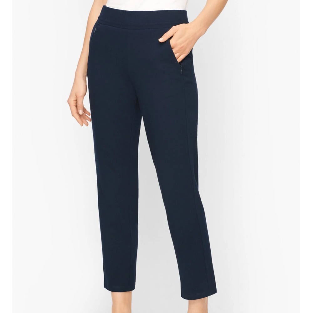 🆕 NWT T by Talbots activewear navy blue cropped lightweight pants size large